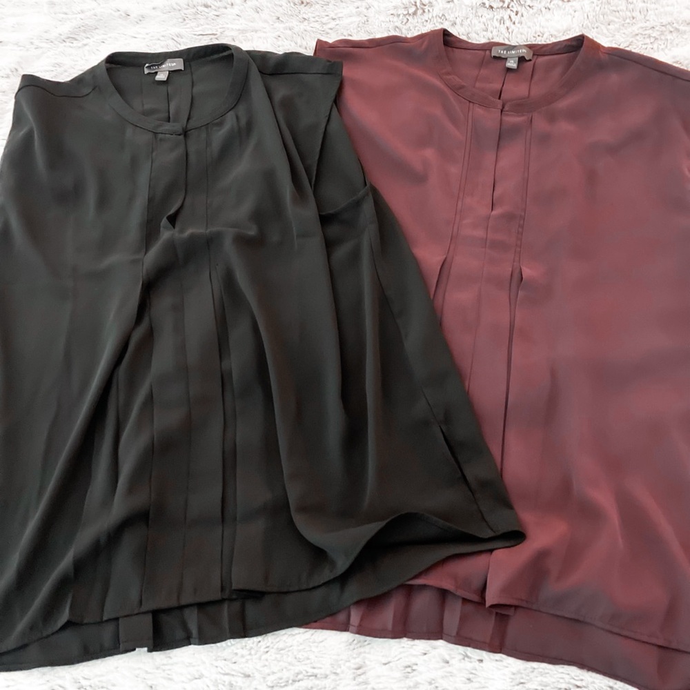 LOT OF 2 THE LIMITED Elegant Women's Tops in Black and Burgundy SIZE XL